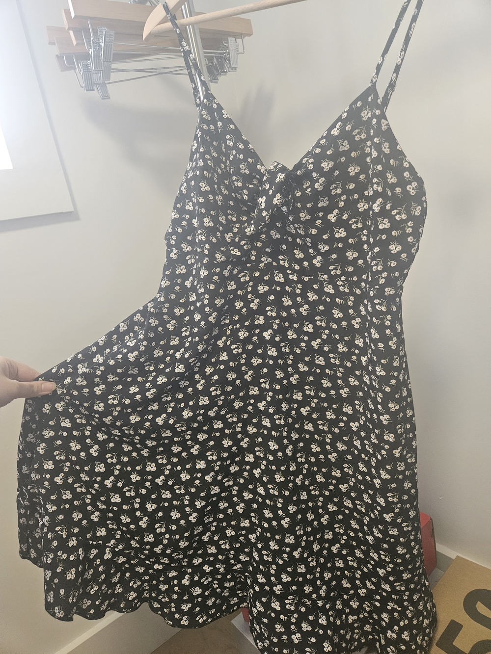 Forever 21 Black Floral Slip Dress with Spaghetti Straps